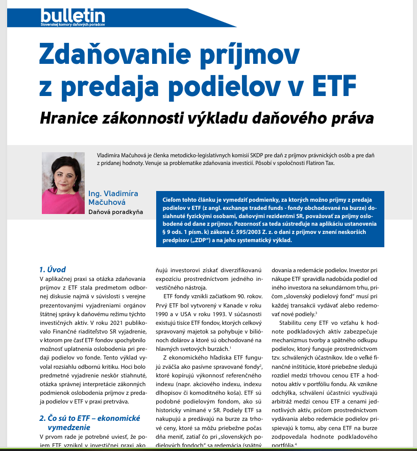 Zdaňovanie ETF fondov: podmienky oslobodenia a hranice výkladu